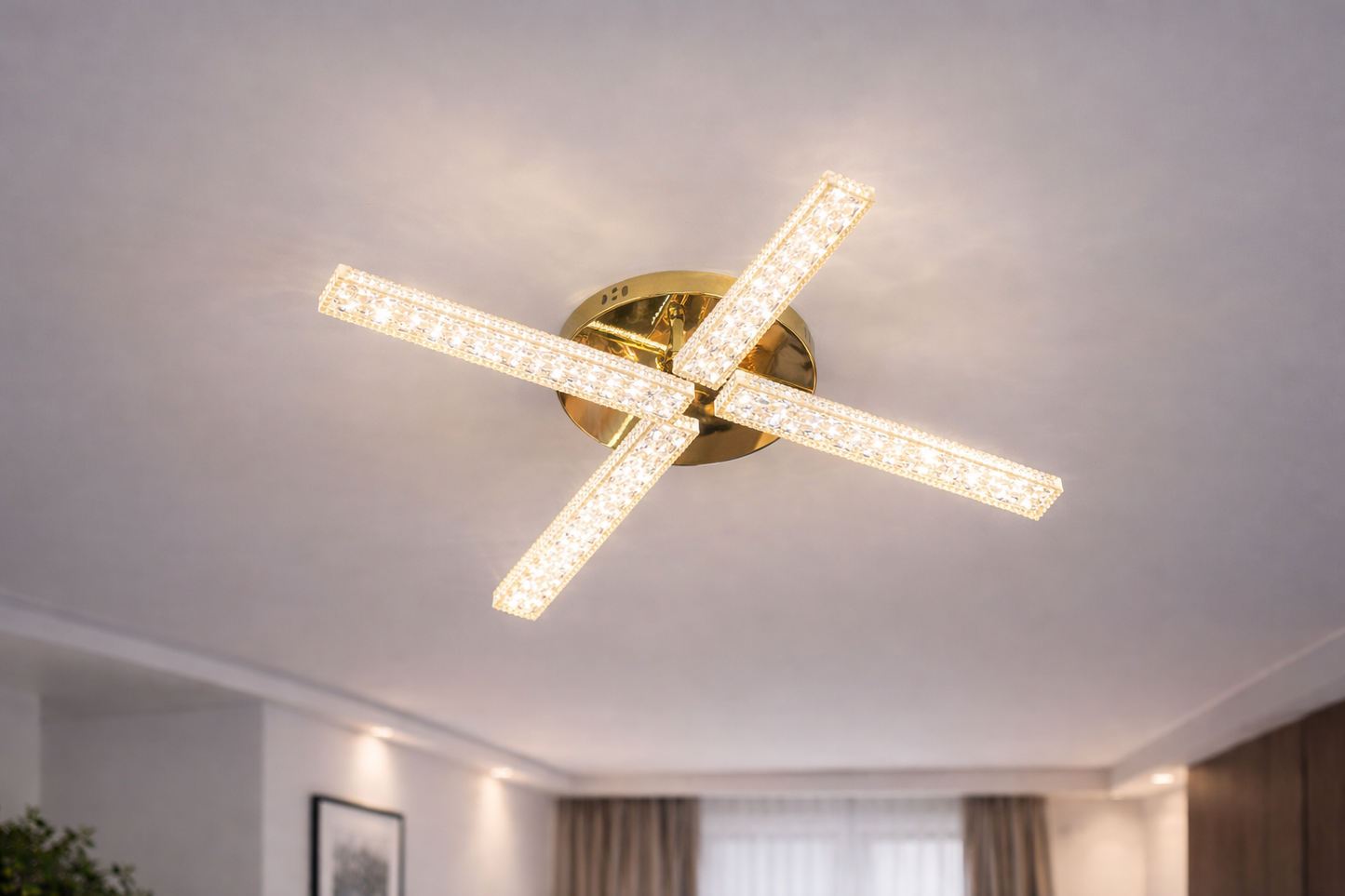 Elarria Aurora Luxe Crystal Cross Chandelier