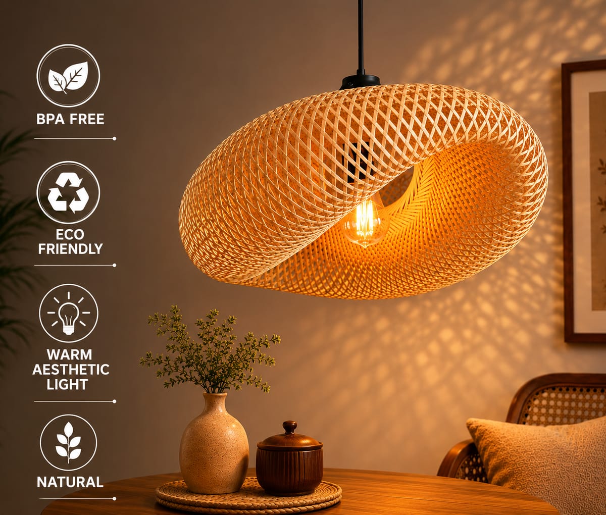 Bamboo Hanging Light – Handwoven Design