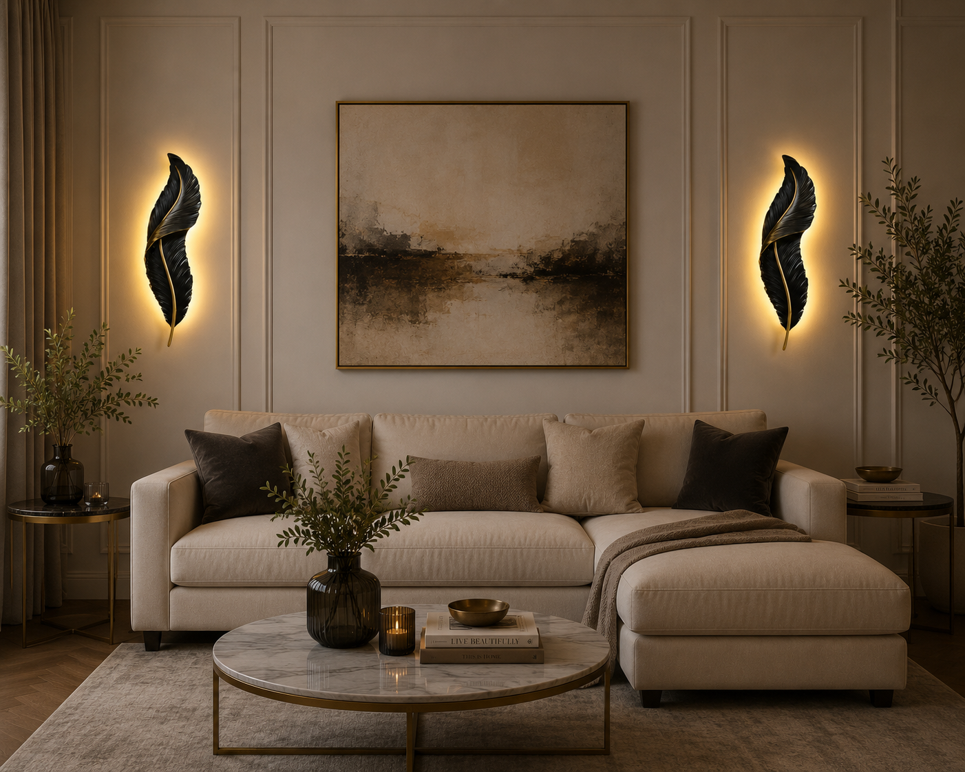 Noir Feather Wall Light