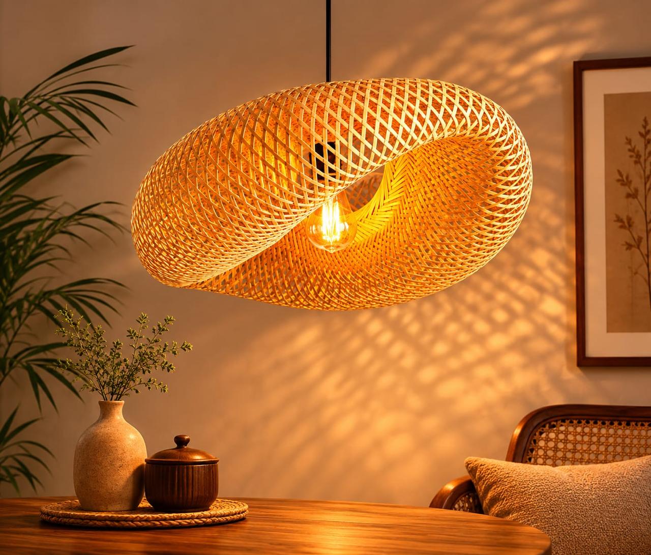 Bamboo Hanging Light – Handwoven Design