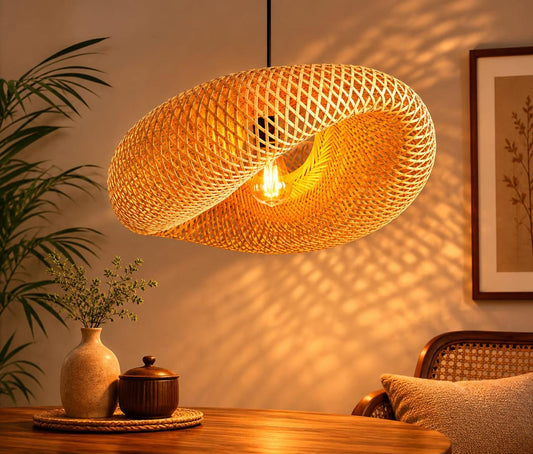 Bamboo Hanging Light – Handwoven Design