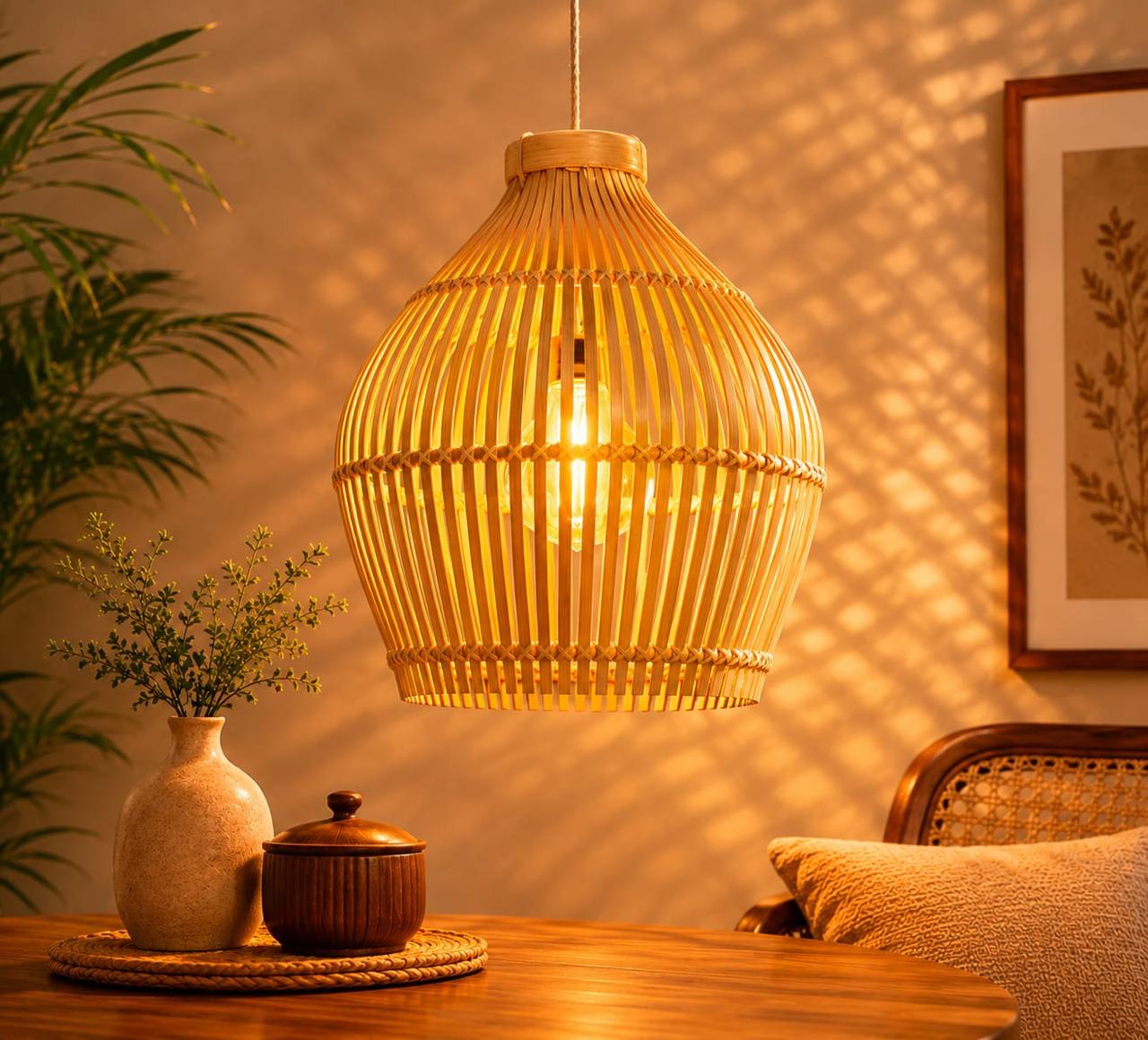 Traditional Northeast Bamboo Weave Lamp