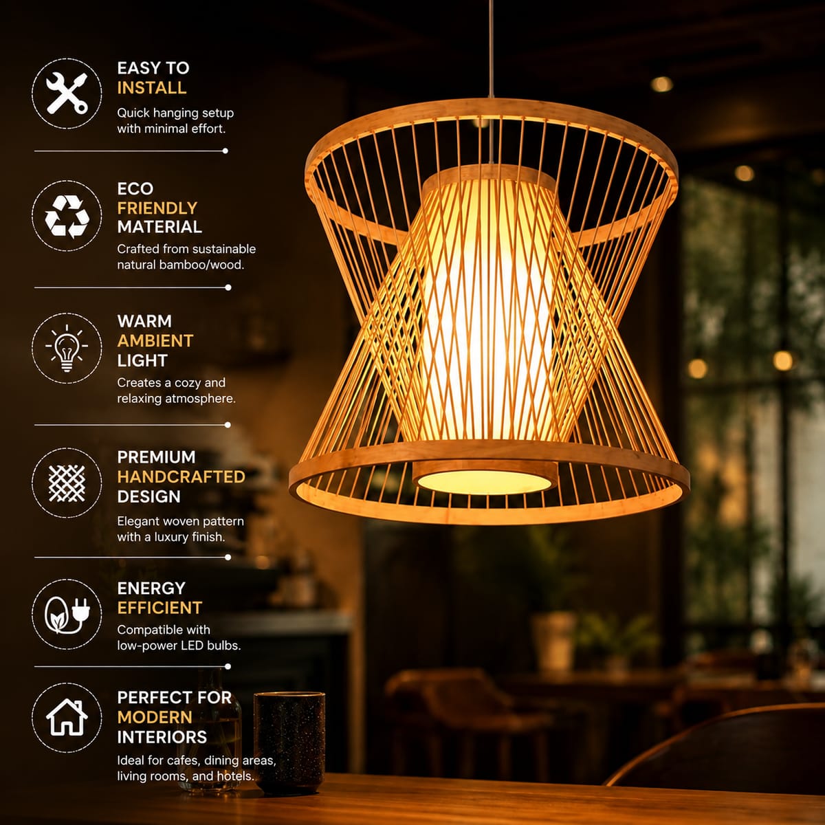 Hourglass Hanging Lamp – Warm Ambient Lighting