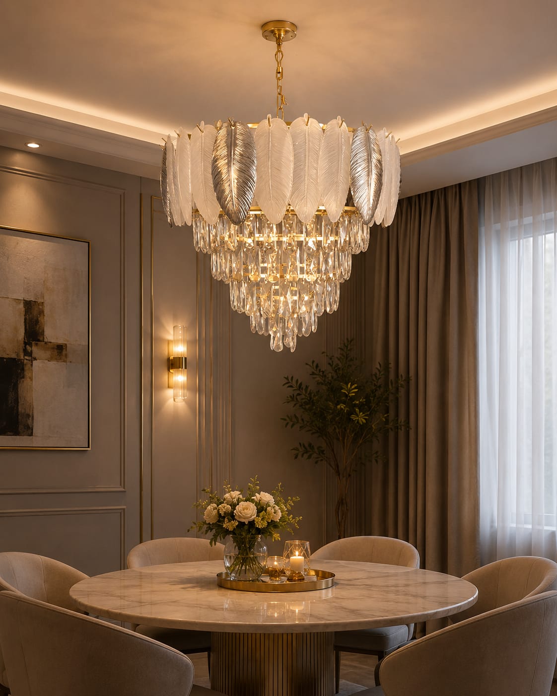 Feather Crown Chandelier