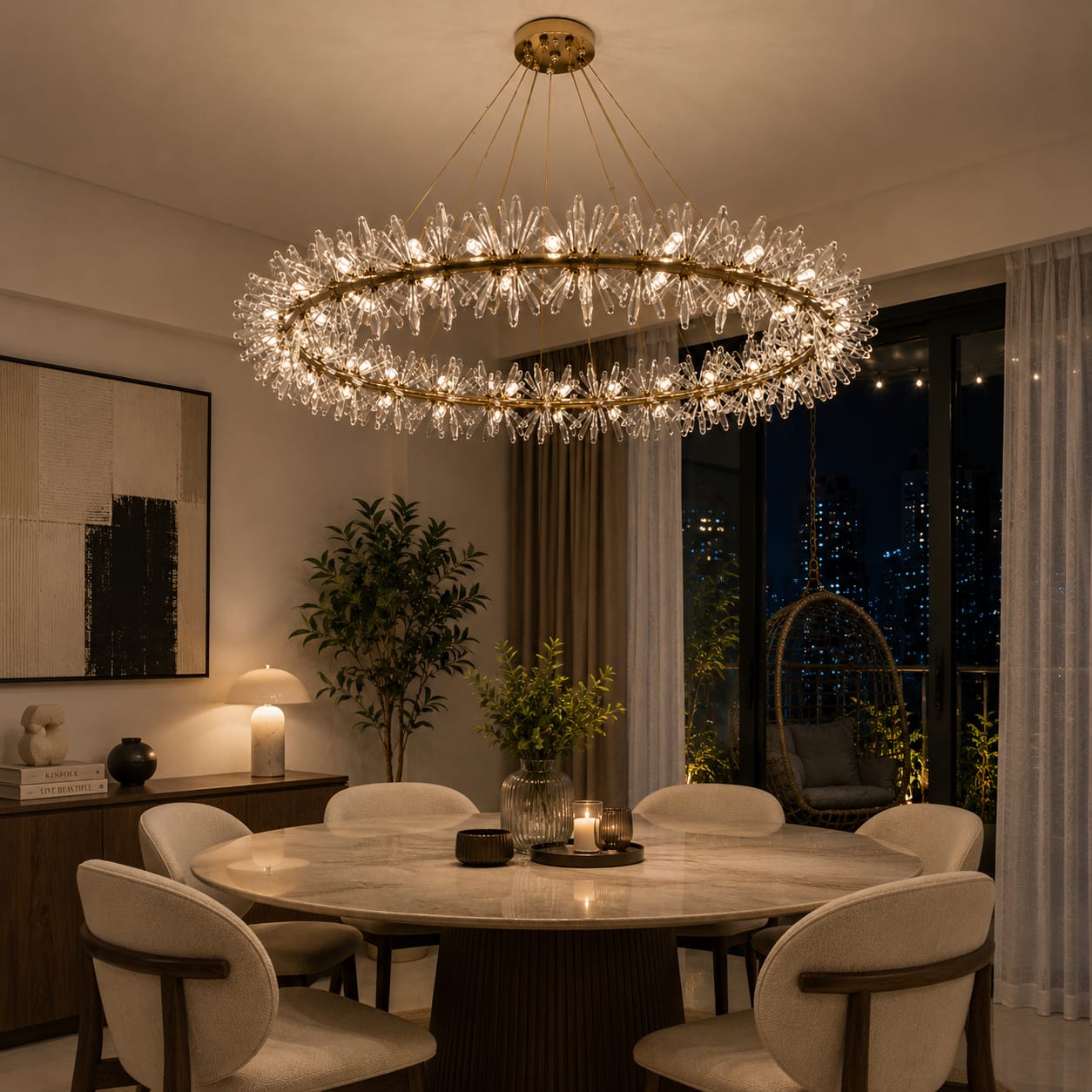 Opal Petal Crown Chandelier