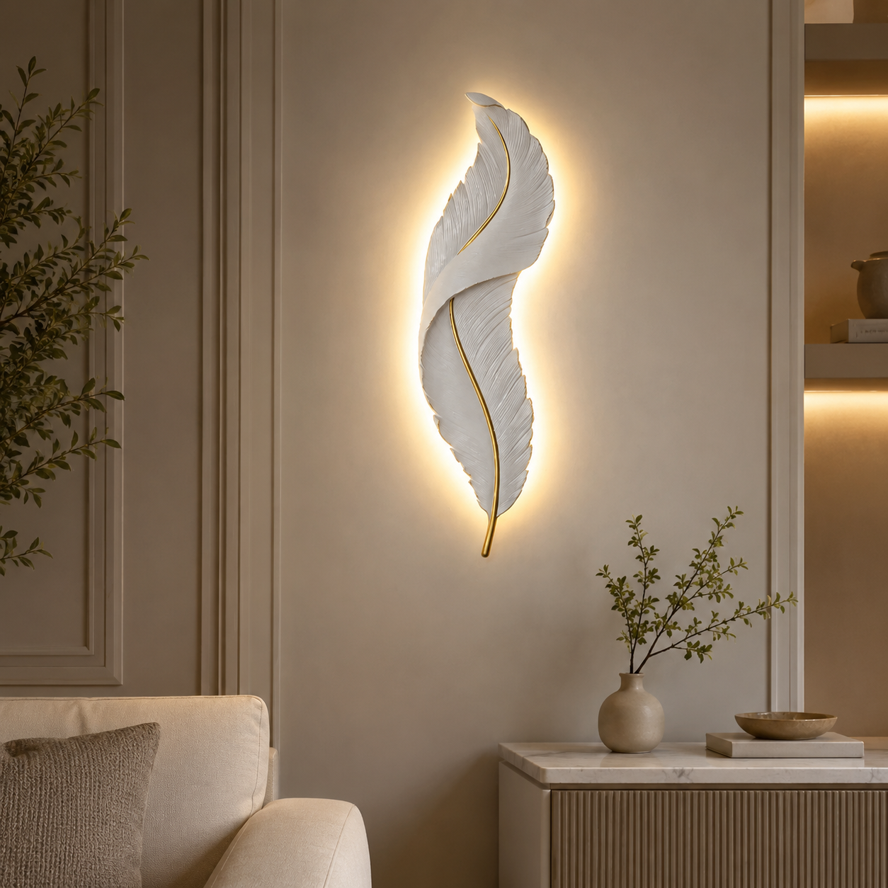 Noir Feather Wall Light