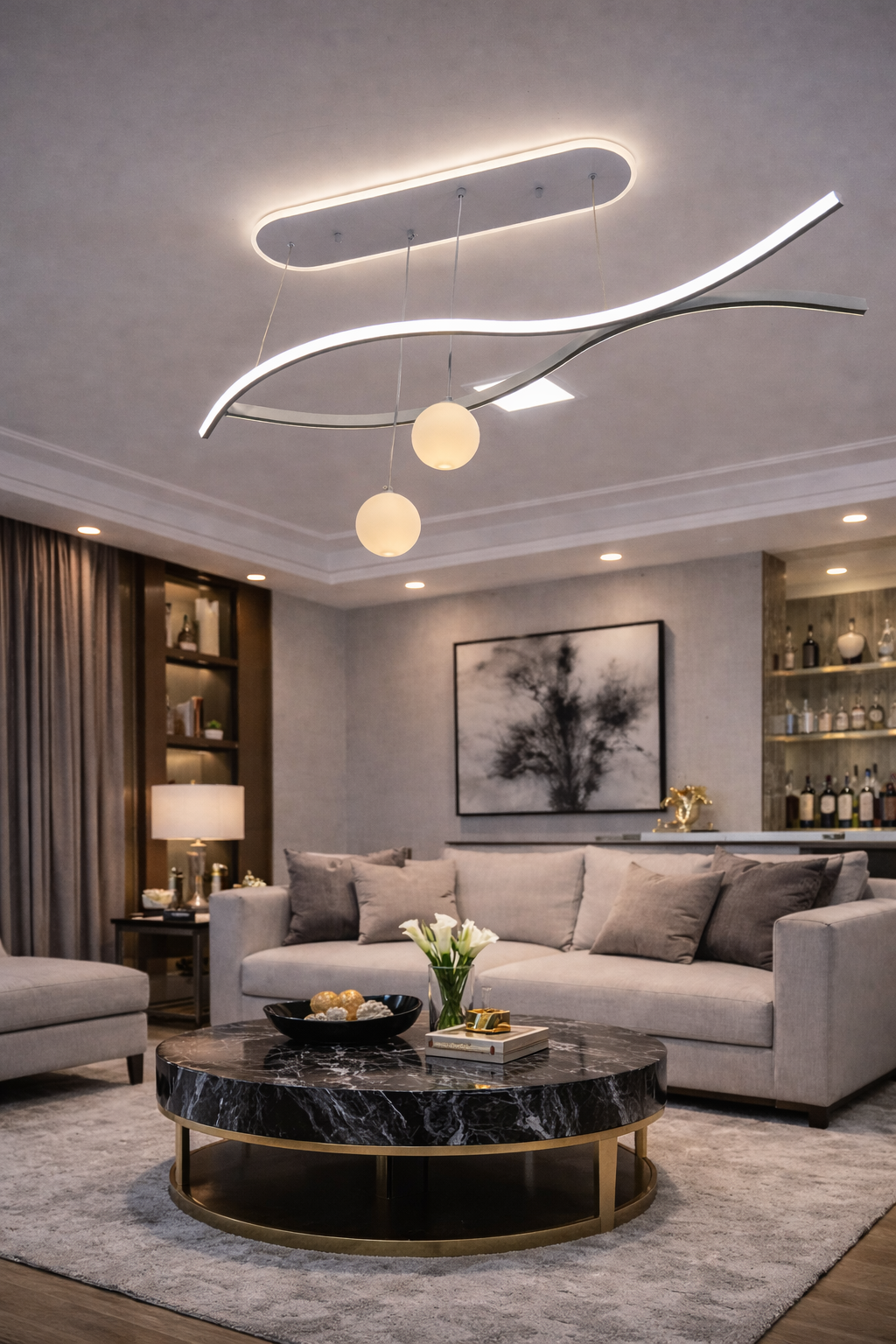 Elarria Lunar Waves Dual Glow Chandelier