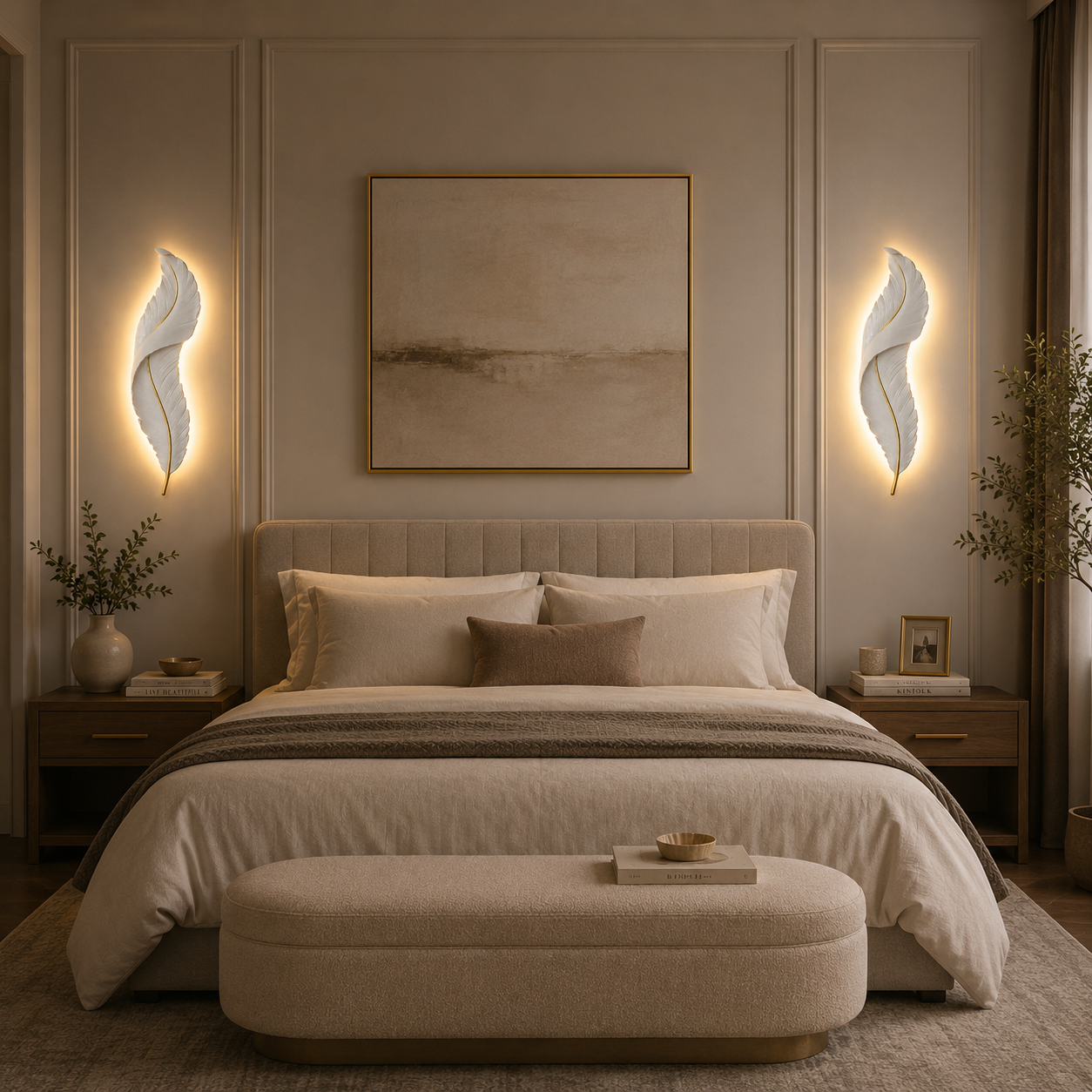 Noir Feather Wall Light