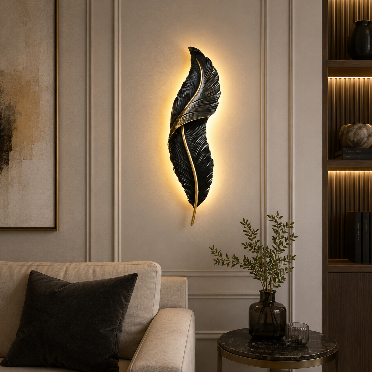 Noir Feather Wall Light
